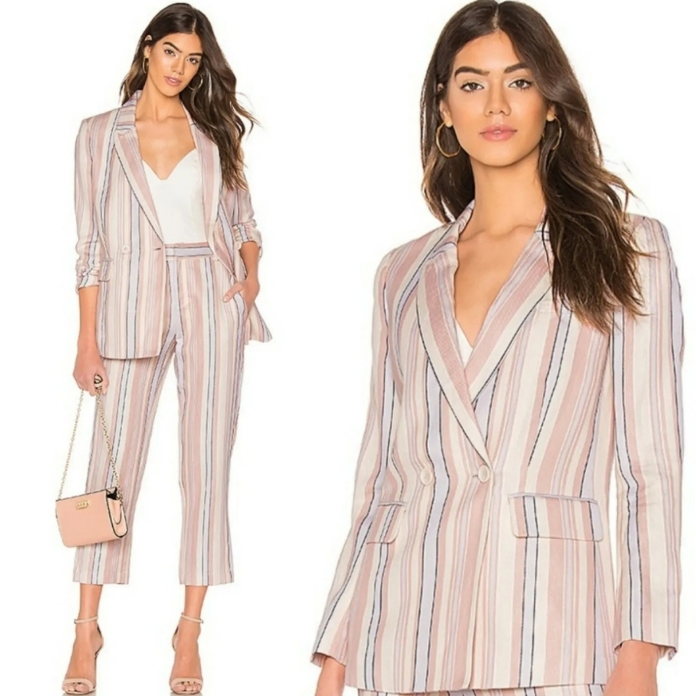 Rebecca Minkoff Striped Blazer in Pink and White